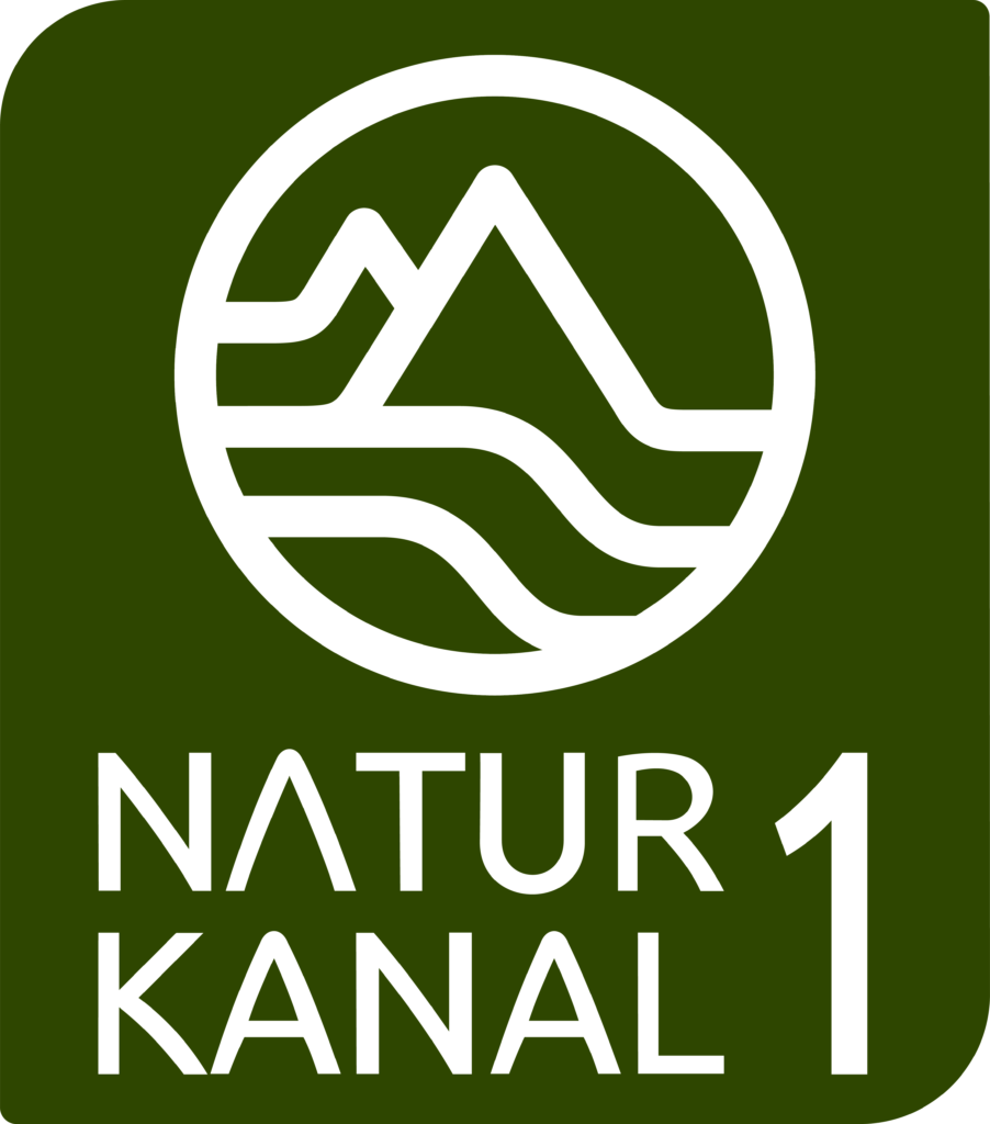 Logoen til Naturkanal 1, med et illustrasjon av et fjell.
